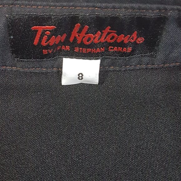 Vintage TIM HORTONS Shirt Medium US 8/M Black Brown Employee Uniform Polo Shirt - Picture 2 of 5